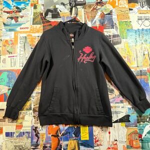 Harley Davidson Full Zip‎ Sweatshirt Jacket Motorcycle Biker Black Red Logo